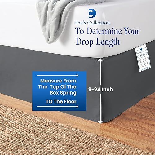 Miniatura 6 de Dee's Collection Falda de cama mágica gris oscuro, tamaño Cal King, faldas de cama mágicas de esquina dividida de 17 pulgadas, faldas de cama
