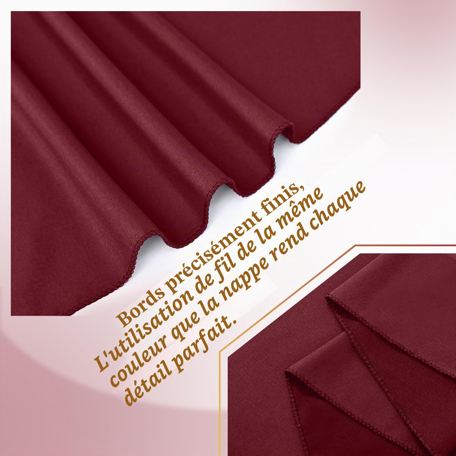 YMHPRIDE 12 nappes rondes bordeaux de 90 pouces, Nappe ronde en tissu polyester lavable pour mariage, banquet, fêtes, dîner de vacances, décoration de table, bordeaux