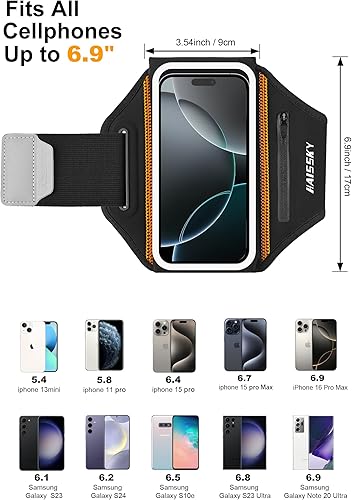 Miniatura 3 de Brazalete para correr con bolsa para auriculares, brazalete para teléfono celular para iPhone 16 15 Pro 14 Plus 13 11 XR XS, Galaxy S24S10