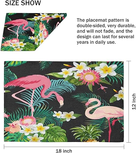 Miniatura 4 de Flamingo Decor Design Placemats Set of 4 Table Mats Washable Placemat Waterproof Place Mats for Party Home Dining Table Decor 18x12 in