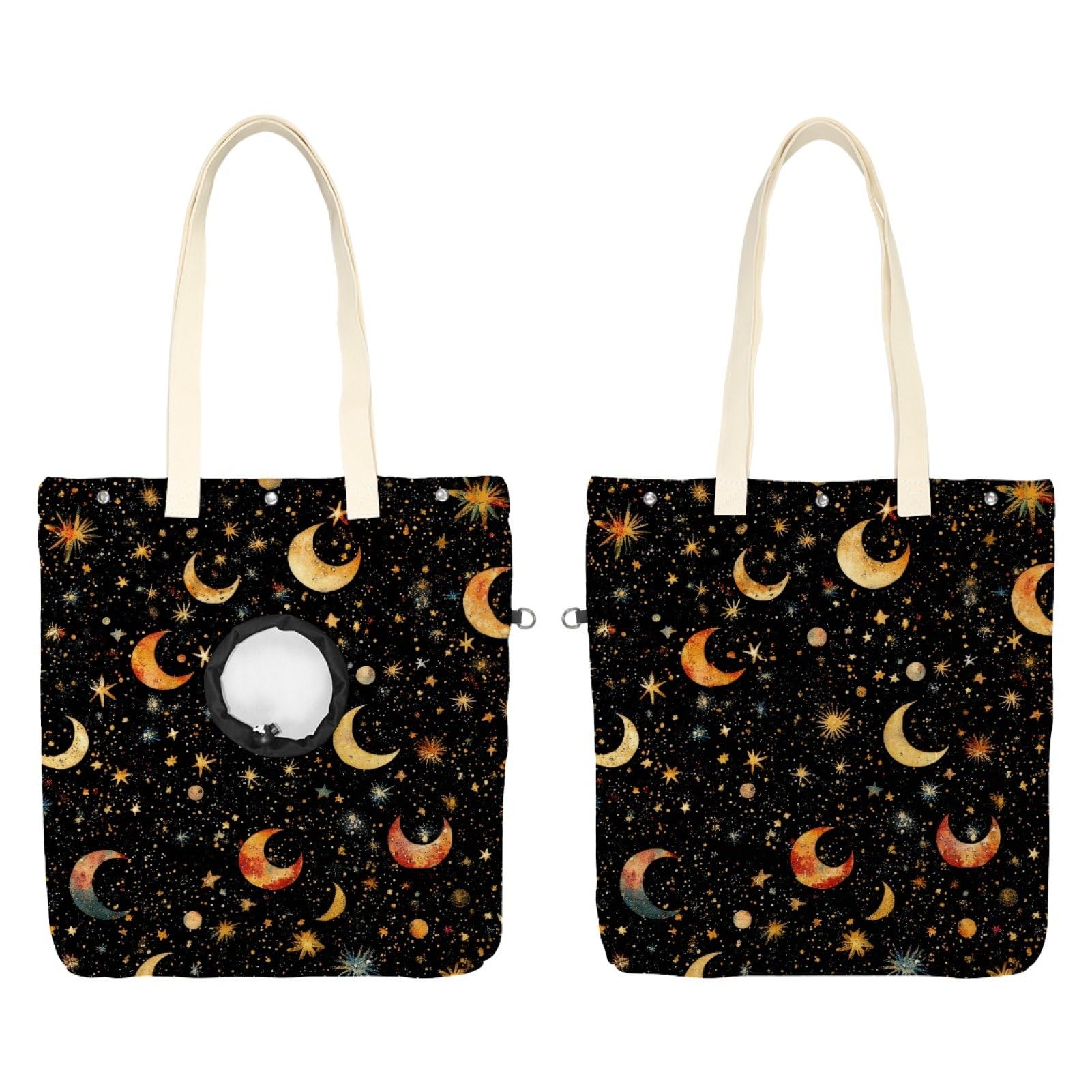 Pet Canvas Shoulder Bag Soft-Sided,Dog Purse Carrier for Small Dogs and Cats, Portable Pet Handbag with Adjustable Hole, Pet Washable Travel Tote Bag,Night Sky Galaxy 16.7''x15.8''