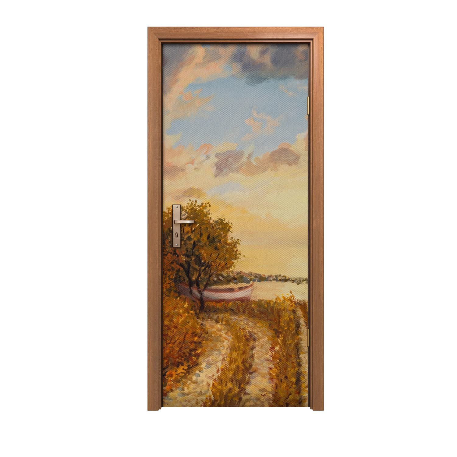 Autocollant de porte 80x200cm chemin de la mer pour évader votre salon