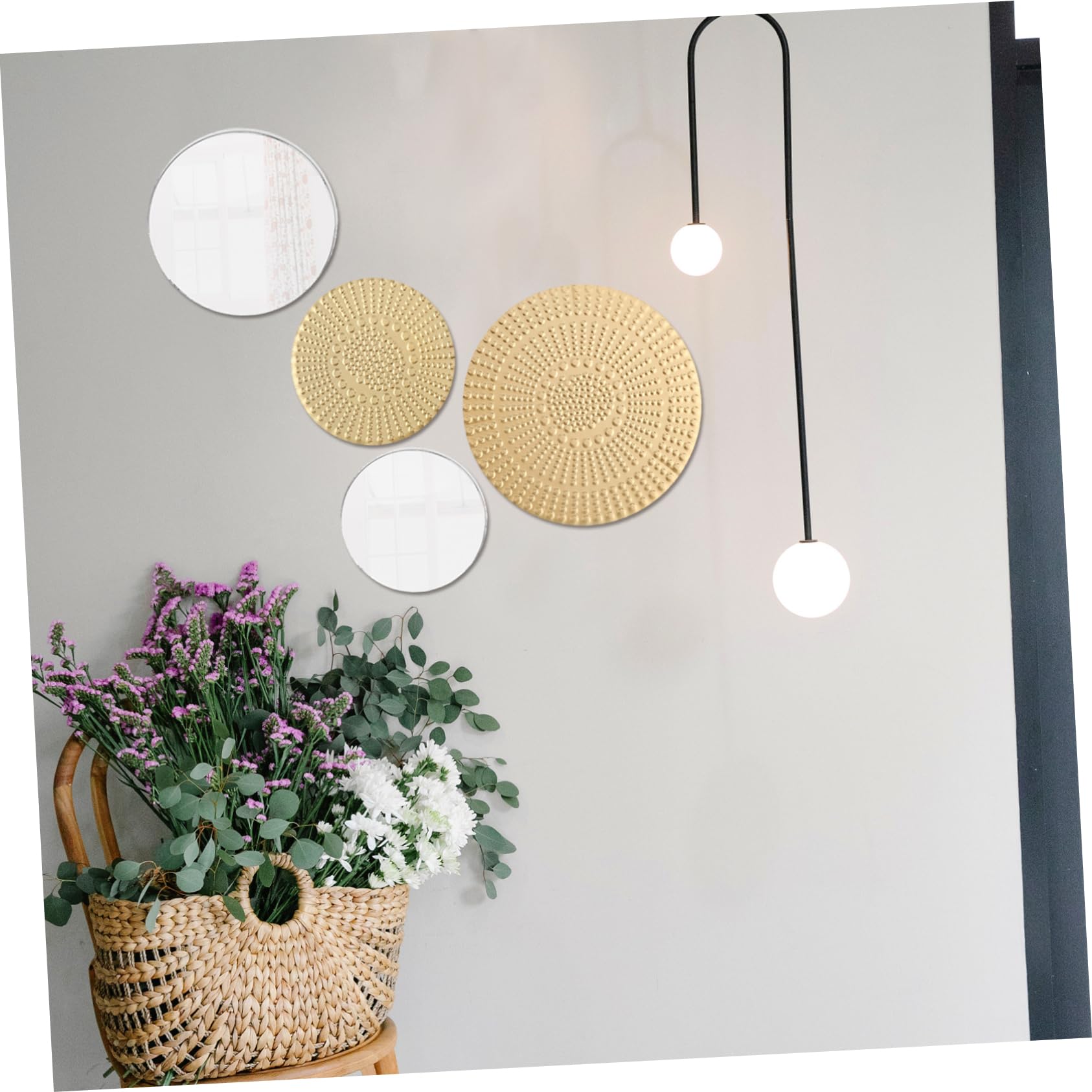 Gatuida Set di Decorazioni Murali in Metallo Specchio Rotondo Moderno per Salotto e Corridoio
