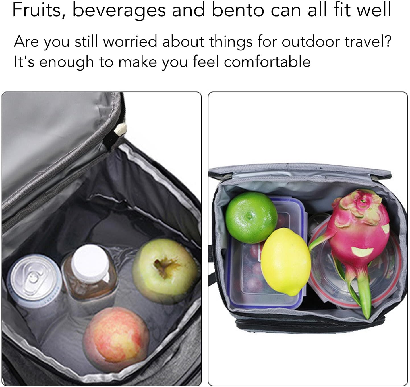 Insulated Backpack, 10.6 x 7.1 x 15.7Inch Camping Bag, Extra Large Thermal & Cooler Bag, Leak Proof Lightweight Lunch Backpack for Fruit, Drinks, Ice, Lunch, Beach, Travel, Camping