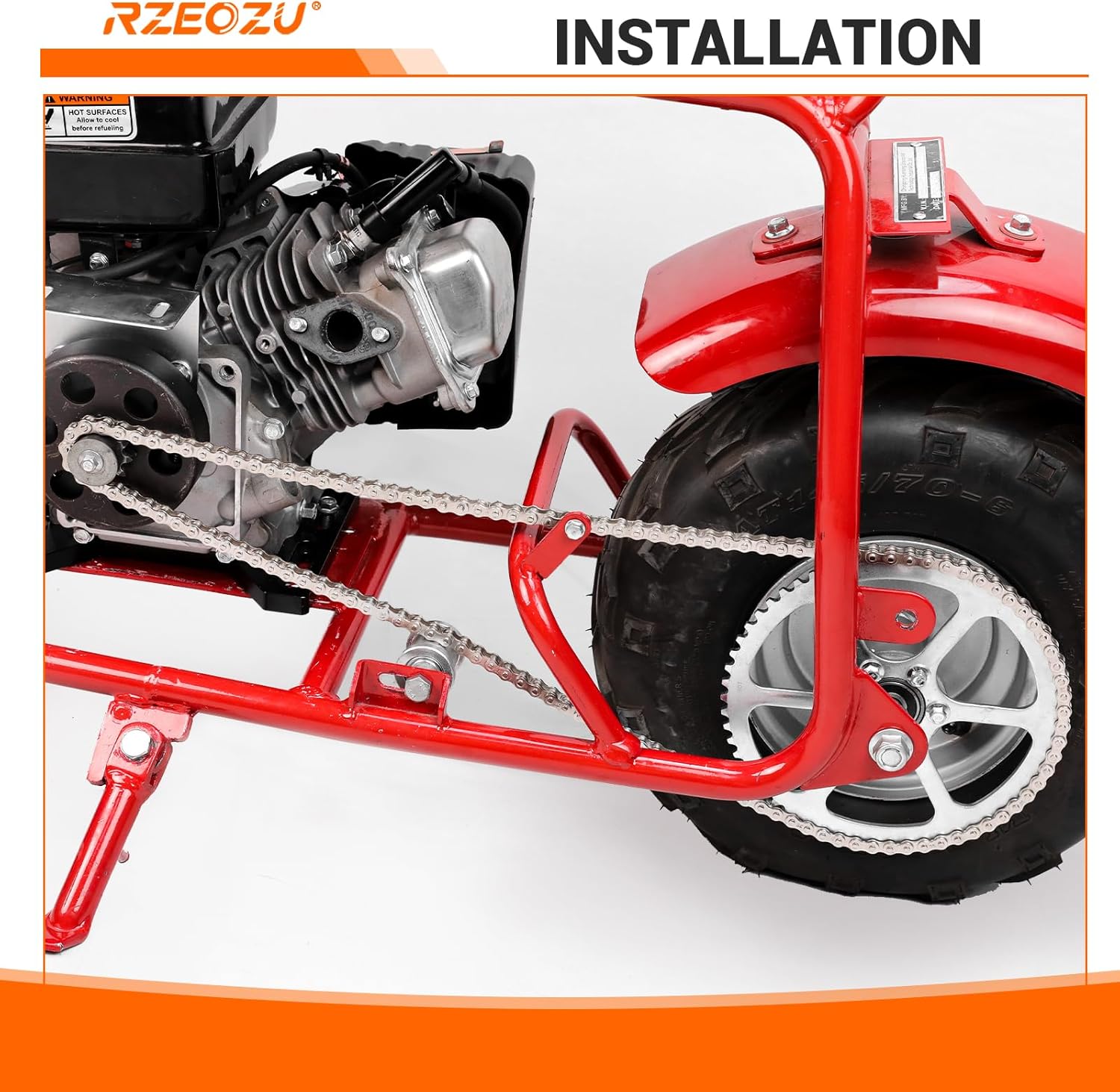 Mini Bike Clutch Cover Chain Guard 35 Chain 140 Links Replacement for Coleman CT100U CC100X Baja Doodlebug DB30 Predator 79cc Engine Motovox MBX10 MBX11 MMB80 Parts Chain Tensioner