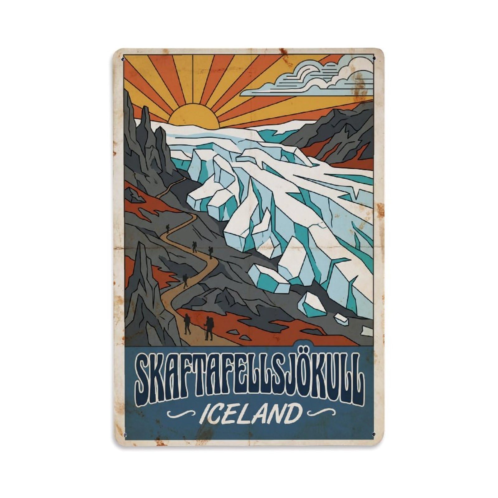 Gead 8X12inch Style Vintage Travel Skaftafellsjokull Iceland Metal Tin Sign