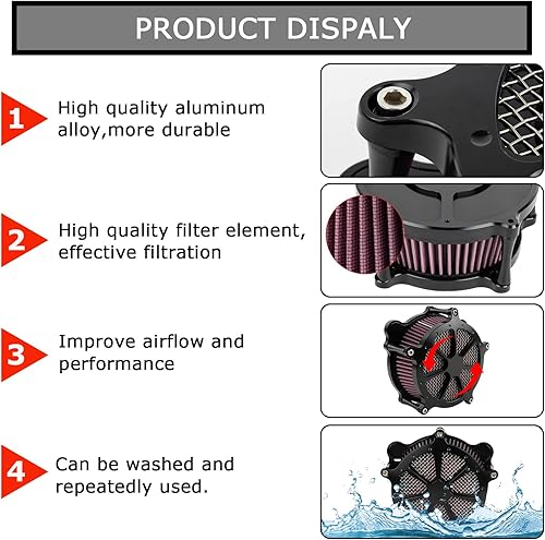 Miniatura 4 de PSLER Kit de sistema de filtro de admisión de filtro de aire Corte de contraste para Twin Cam EVO Dyna FXR Softail 1993-2015 y Touring Road King