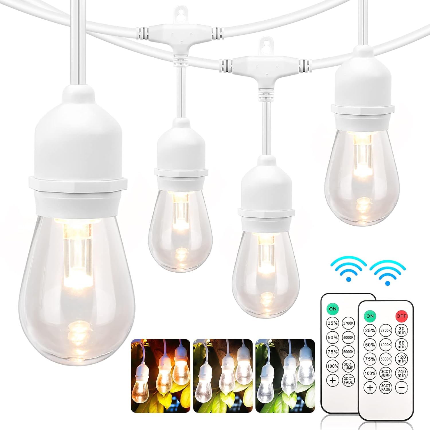 Mlambert 3 Color Outdoor LED Dimmable String Lights for Patio with