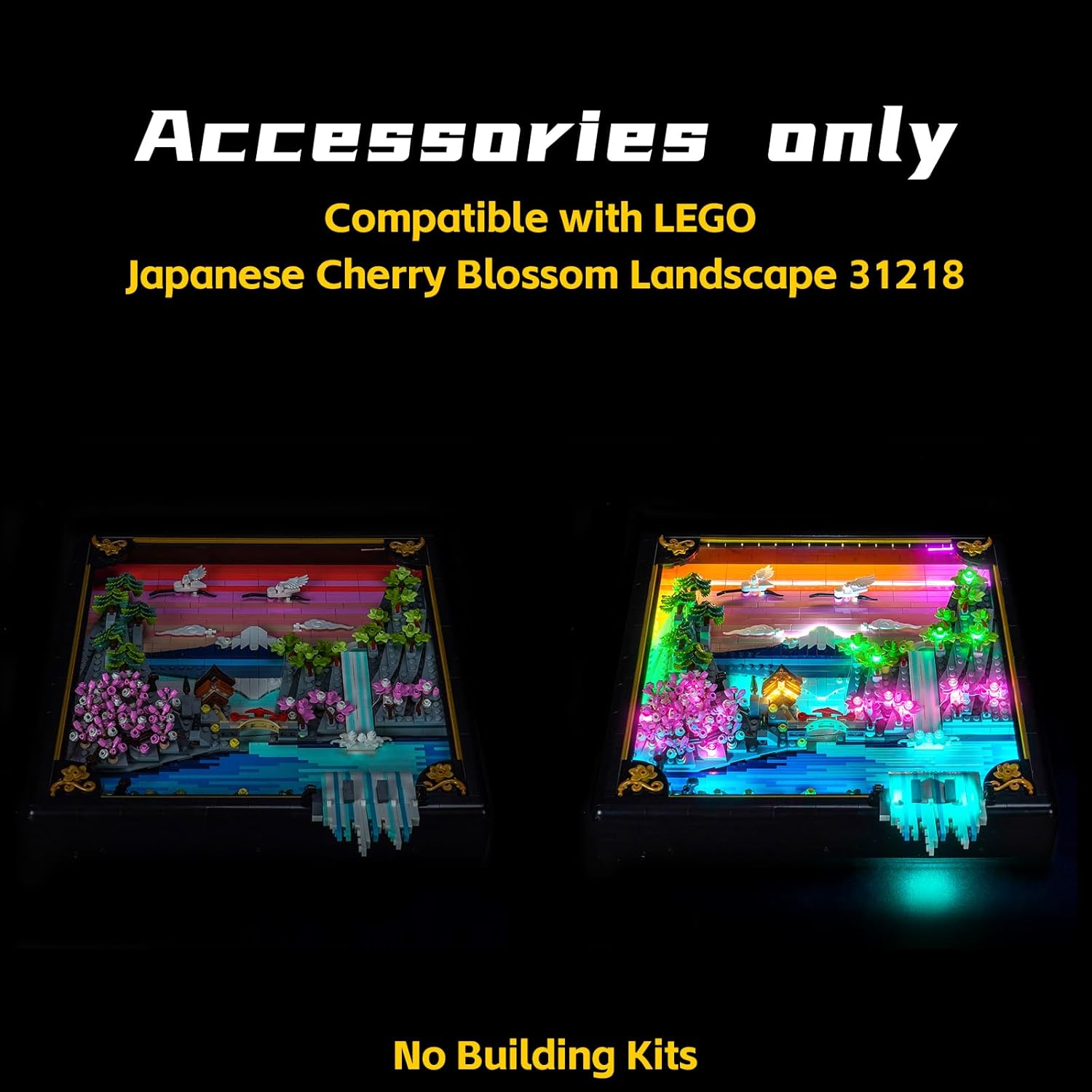 BrickBling Light Compatible with Lego Japanese Cherry Blossom Landscape, LED Lighting Compatible with Lego 31218, Wall Art Decorative Light - Excluding Model (RC Version Light)