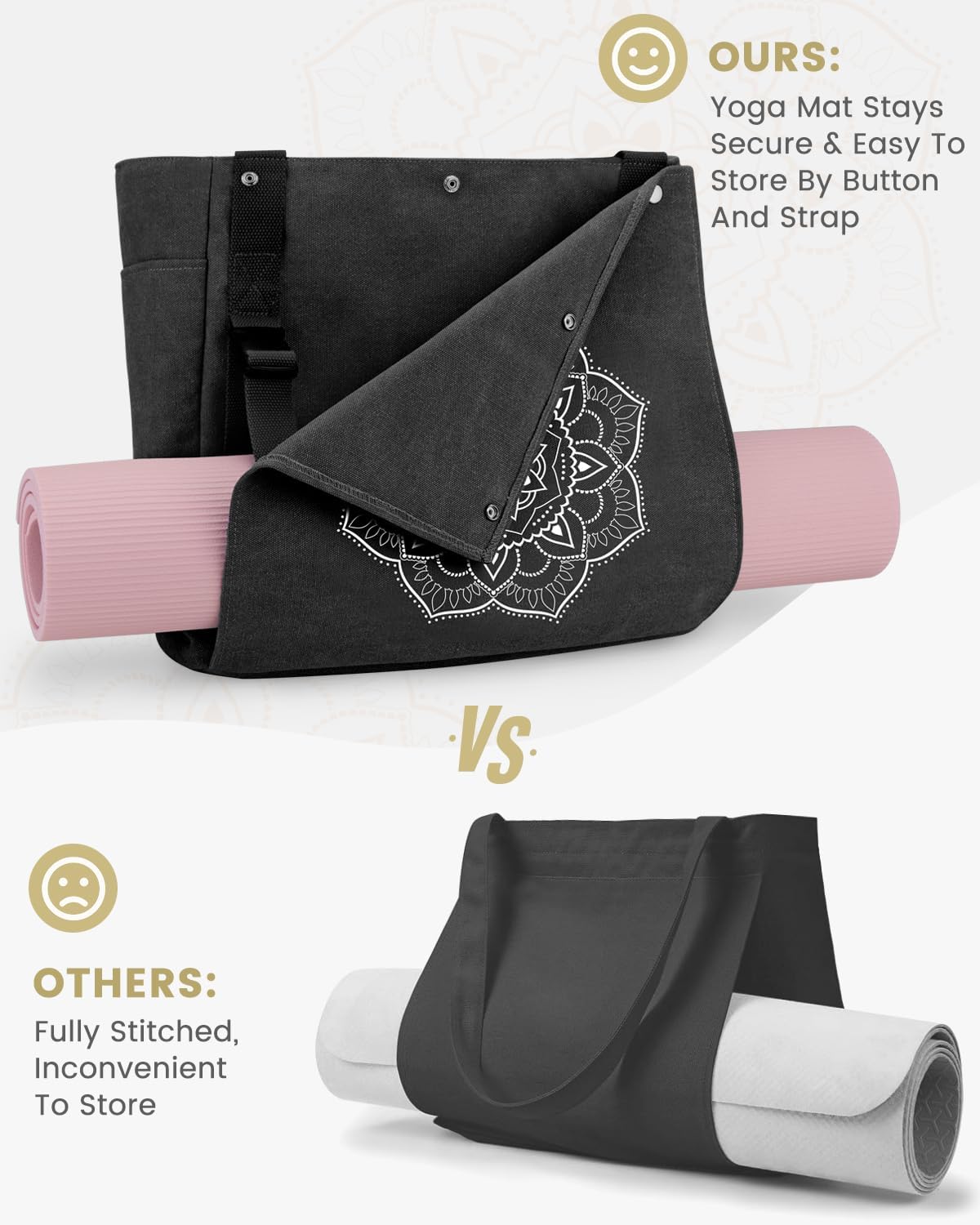 Gonex Yoga Mat Bag, Yoga Gym Bag Tote Bag with Multi Pockets For Women Men, Canvas Yoga Mat Carrier Take in Out Mat Easily For Pilates Travel Workout Office - Image 2