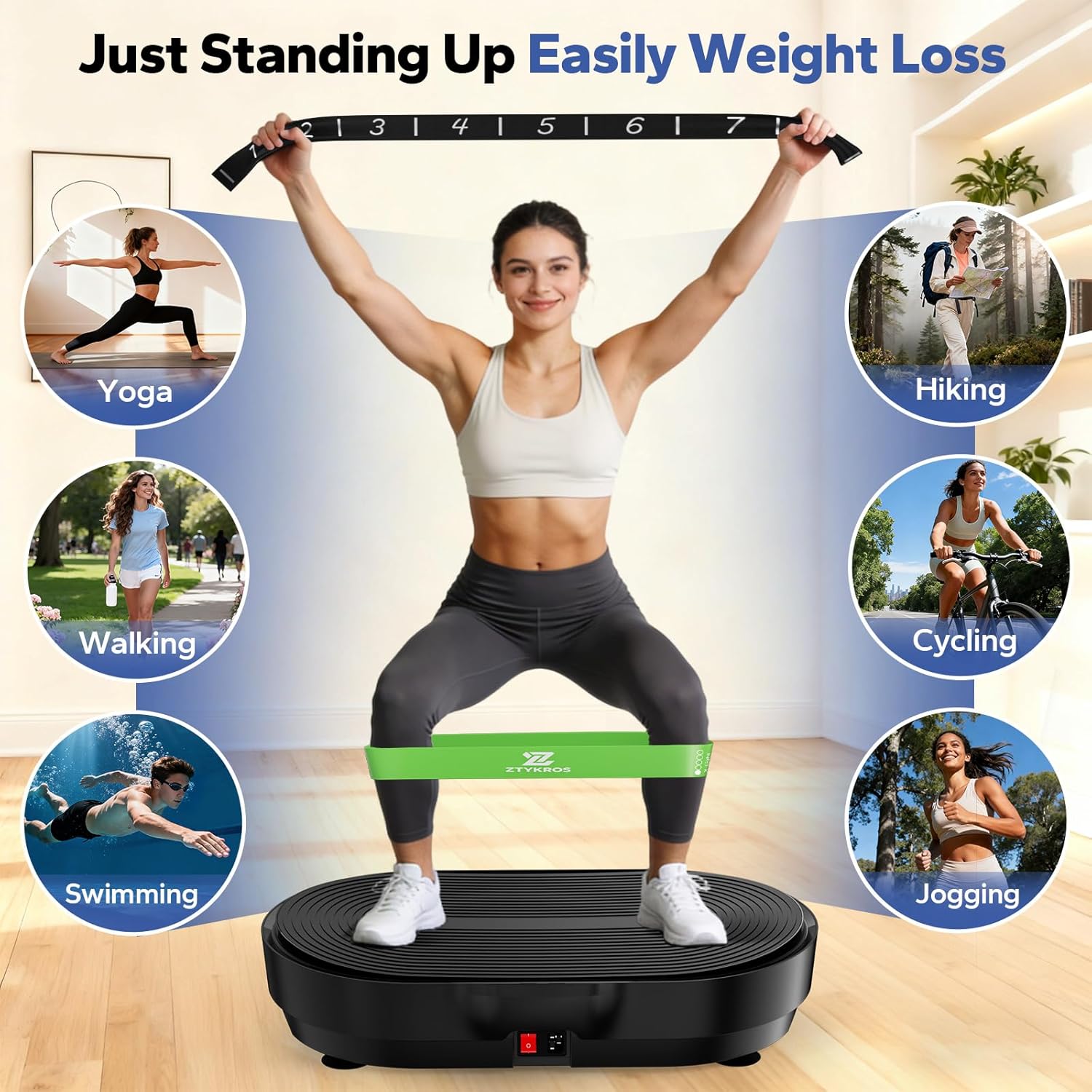 Vibration Plate Exercise Machine, Vibration Plate for Lymphatic Drainage Vibrating Plate with Loop Bands, Whole Body Vibration Plates for Weight Loss Enlarged Panel 99 Speeds 660 LBS Workout