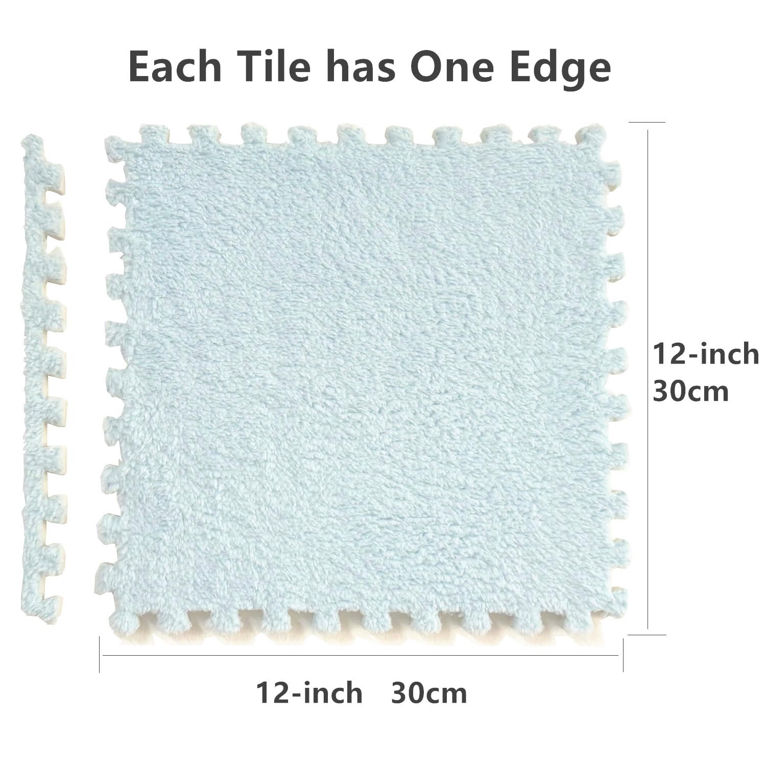 12 Pcs Shaggy Interlocking Foam Carpet Tiles - 12