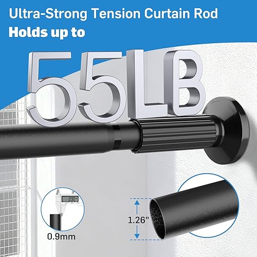 Miniatura 3 de Barra de cortina de tensión de 51 a 126 pulgadas (4.25 a 10.5 pies), barra de cortina de ducha larga para ventana de baño, patio, barra de resorte