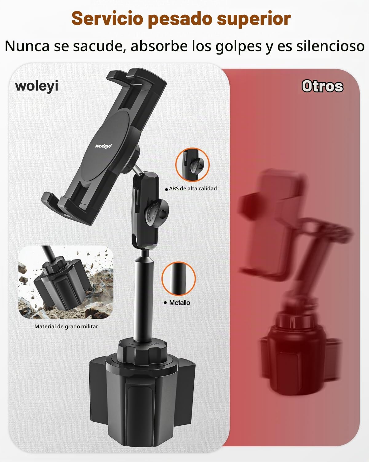 Soporte Tablet Coche Portavasos Resistente - Estable y Duradero | Soporte Tablet Camión Taza con Brazo Metal para Tableta y Móvils, iPad Pro Air Mini, Galaxy Tab, Kindle, Lenovo, 4-12.9"