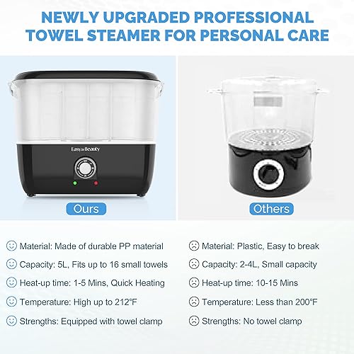 Miniatura 7 de EasyinBeauty Calentador de toallas calientes para tratamientos faciales, capacidad para 16 toallas pequeñas, vaporizador de toallas portátil de 5