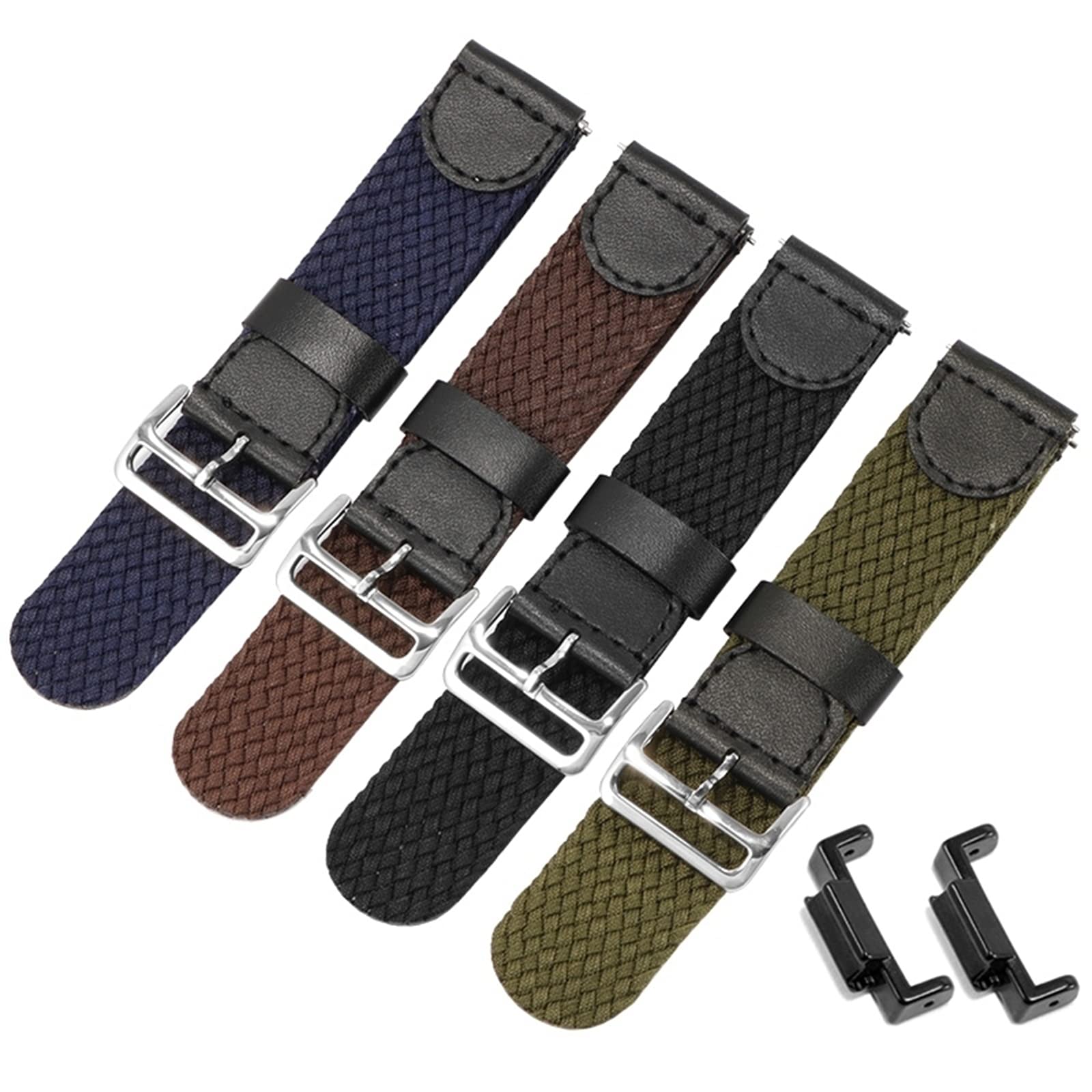 Cinturino in Pelle per Orologio, Cinturino di Ricambio for Orologio analogico elettronico da 20 mm in Tela Intrecciata e Nylon, Cinturino Polso Morbido Confortevole, Anti-Sudore