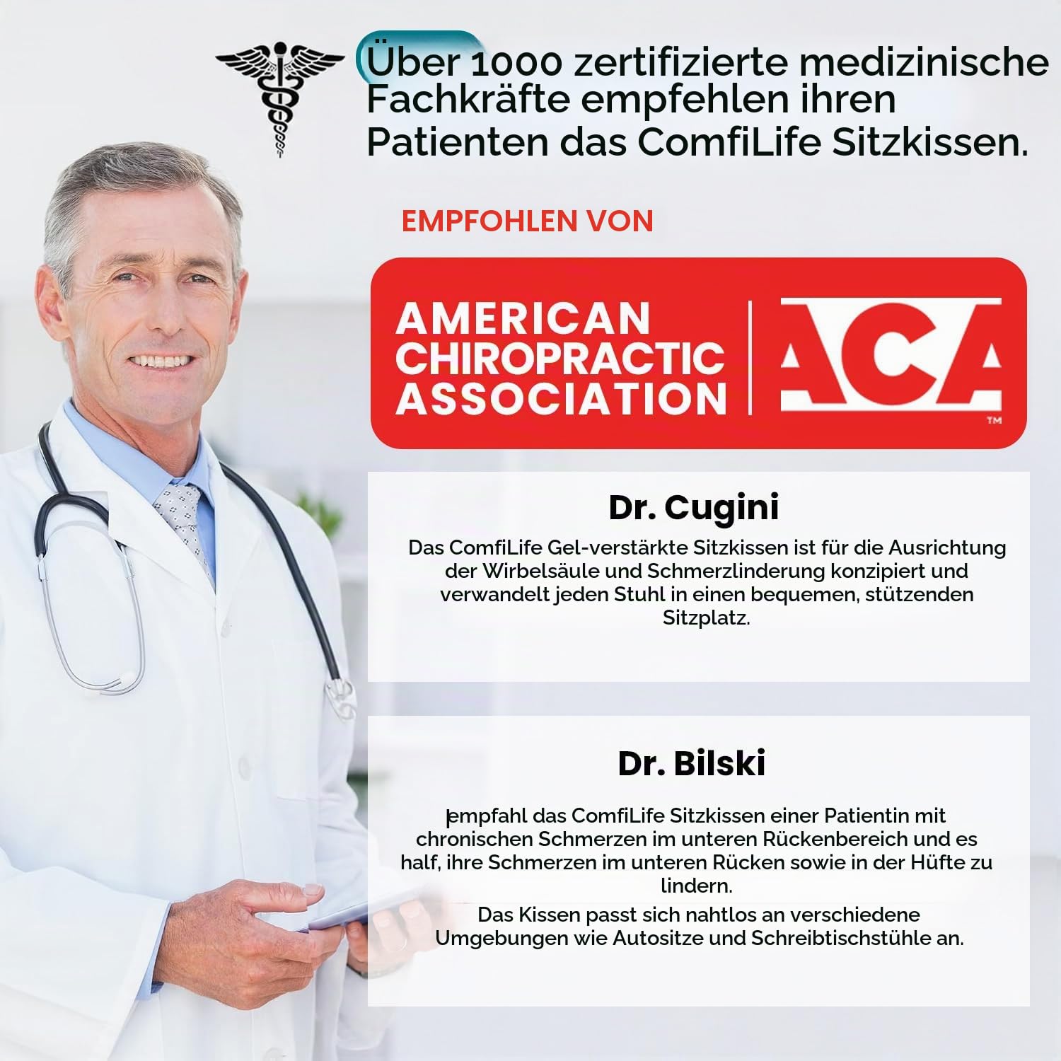 ComfiLife - Verbessertes Gel-Sitzkissen, rutschfest, orthopädisches Gel und Memory-Schaum, Steißbein-Schmerzlinderung, Rücken- und Ischias-Schmerzlinderung