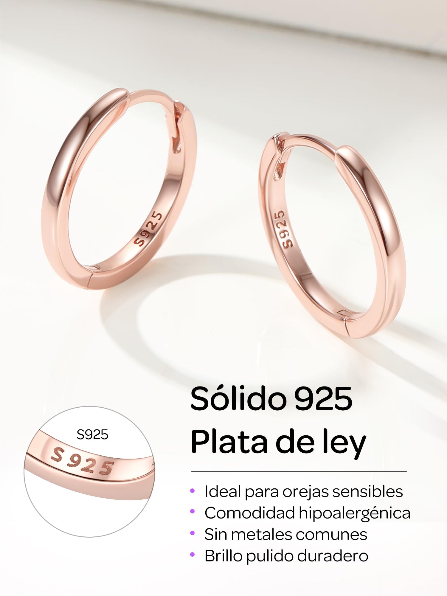 ChicSilver 925 Plata Pendientes Aros Mujer Hoop Earrings Aretes Finos