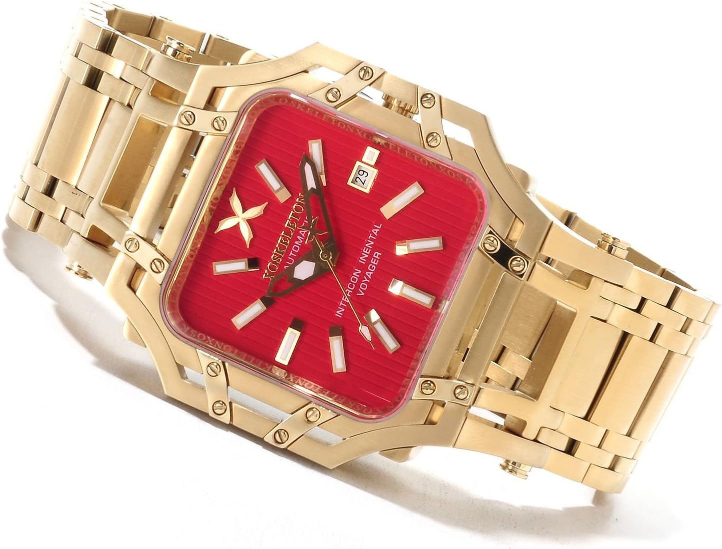 XOSKELETON Intercontinental Voyager Automatic Limited Edition Red Dial Yellow Gold Watch