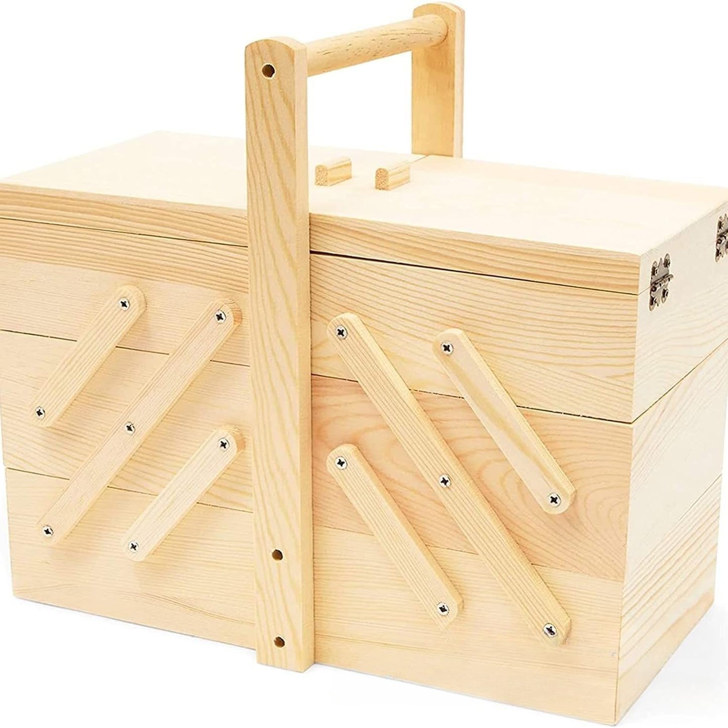 Skrzynka do szycia z przegródkami, 32 * 18 * 29 cm drewniana skrzynka do szycia, drewniana skrzynka do szycia, organizacja pokoju rzemieślniczego, przenośne artykuły krawieckie, artykuły do ​​szycia d