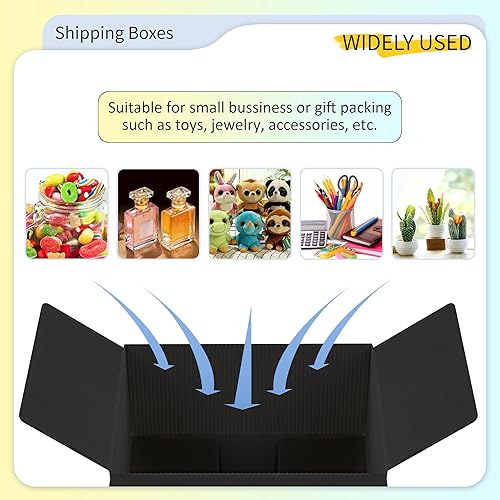 Miniatura 7 de Ahasolid Cajas de envío de 9 x 6 x 4, paquete de 25 cajas de envío pequeñas para pequeñas empresas, cajas de cartón negro de plástico impermeables