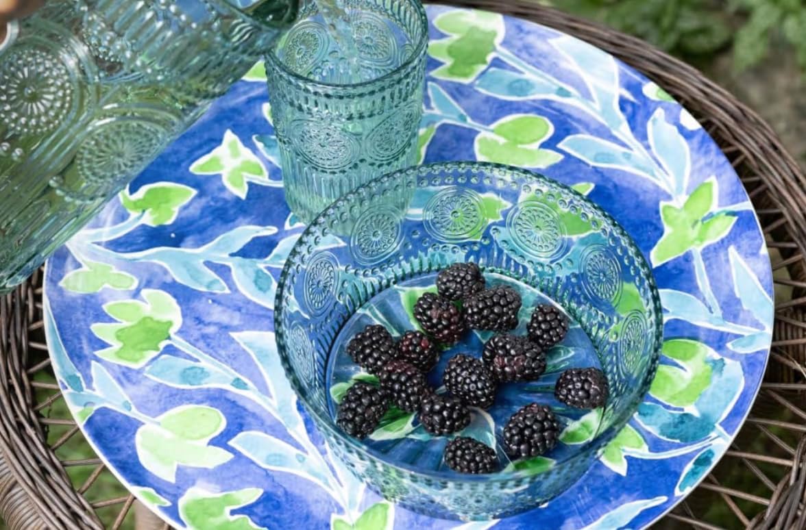 Boston International Vintage-Inspired Glass Pitcher with Embossed Floral Pattern, 4.5" x 7.75", Sage Green Codi - Image 3