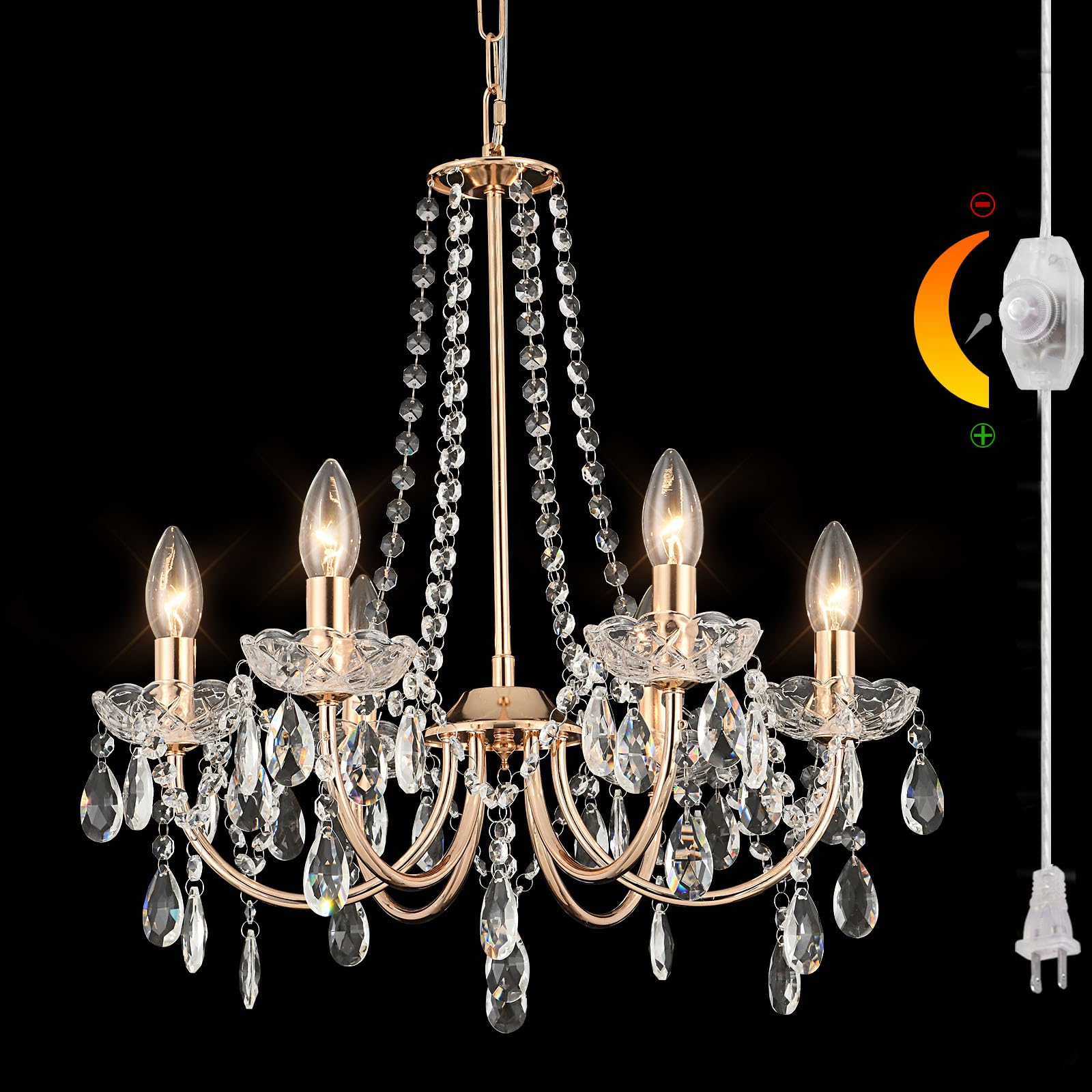 Photo 1 of HOXIYA 6-Light Dimmable Crystal Chandelier