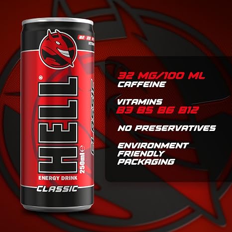 Hell Energy Drink 24 Cans 250 ml Each with Deposit