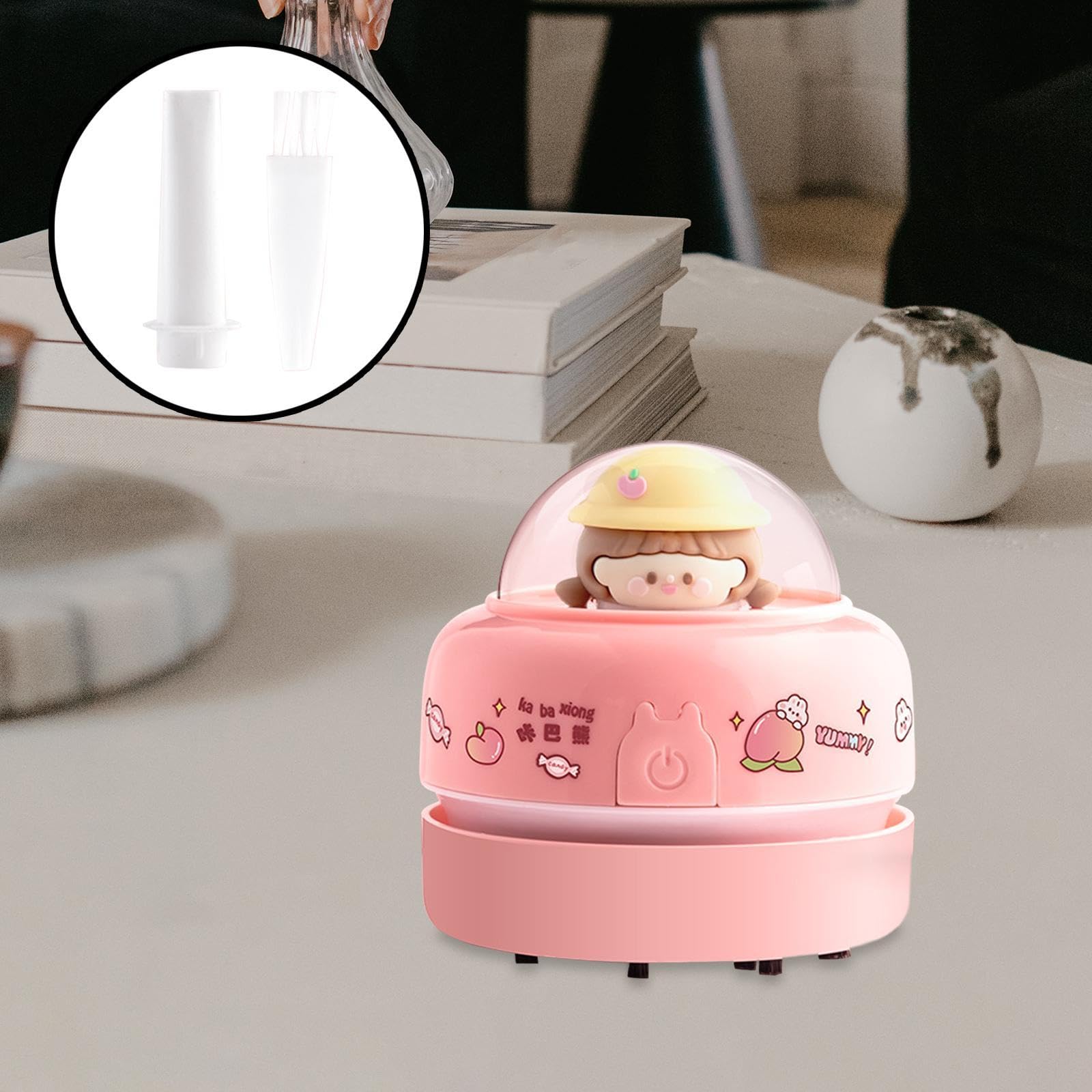 Aspirateur de Bureau Nettoyeur de Table Mini Portable pour Le Nettoyage Scolaire Gomme miettes, Rose