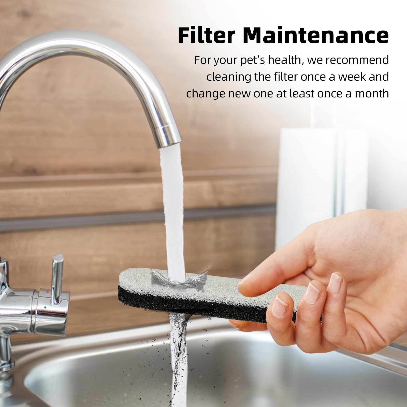 Filtros de fuente de agua para gatos, 6 paquetes/caja de filtros de repuesto para fuente de agua automática MAILOFY WF220 de 75 onzas/2.2 L, filtración de carbón activado de 3 capas para purificar el