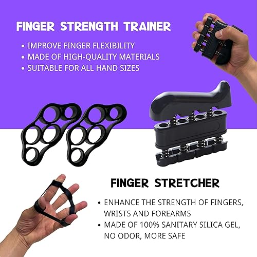Miniatura 4 de Qishangnana Kit de entrenamiento fortalecedor de agarre de mano (paquete de 8) agarre de antebrazo agarre de mano de resistencia ajustable,