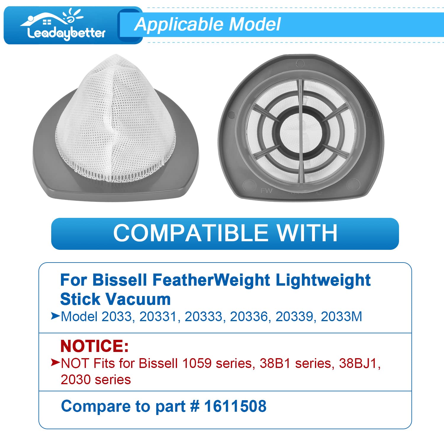 8 Stück Ersatzfilter Für Bissell Featherweight Stick 2033 Serie – Waschbar, Inkl. Bürste