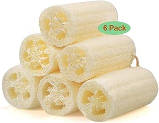 WOWLED 6 Pack Natural loofah Shower, Premium Loofahs, loofah Sponge, Shower Loofah, Exfoliating Luffa Bath Sponge, No Bleaching Shower Loofah Body Wash Scrubbers for Removing Dead Skin