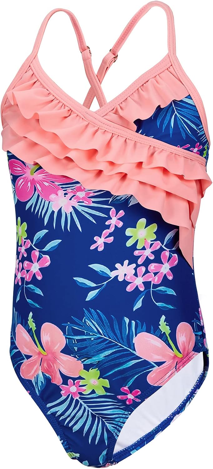 Zando One Piece Swimsuit Toddler Girls 2-10 Years - Sleeveless Cute Swimwear Quick Dry Bathing Suits Summer Beach Wear