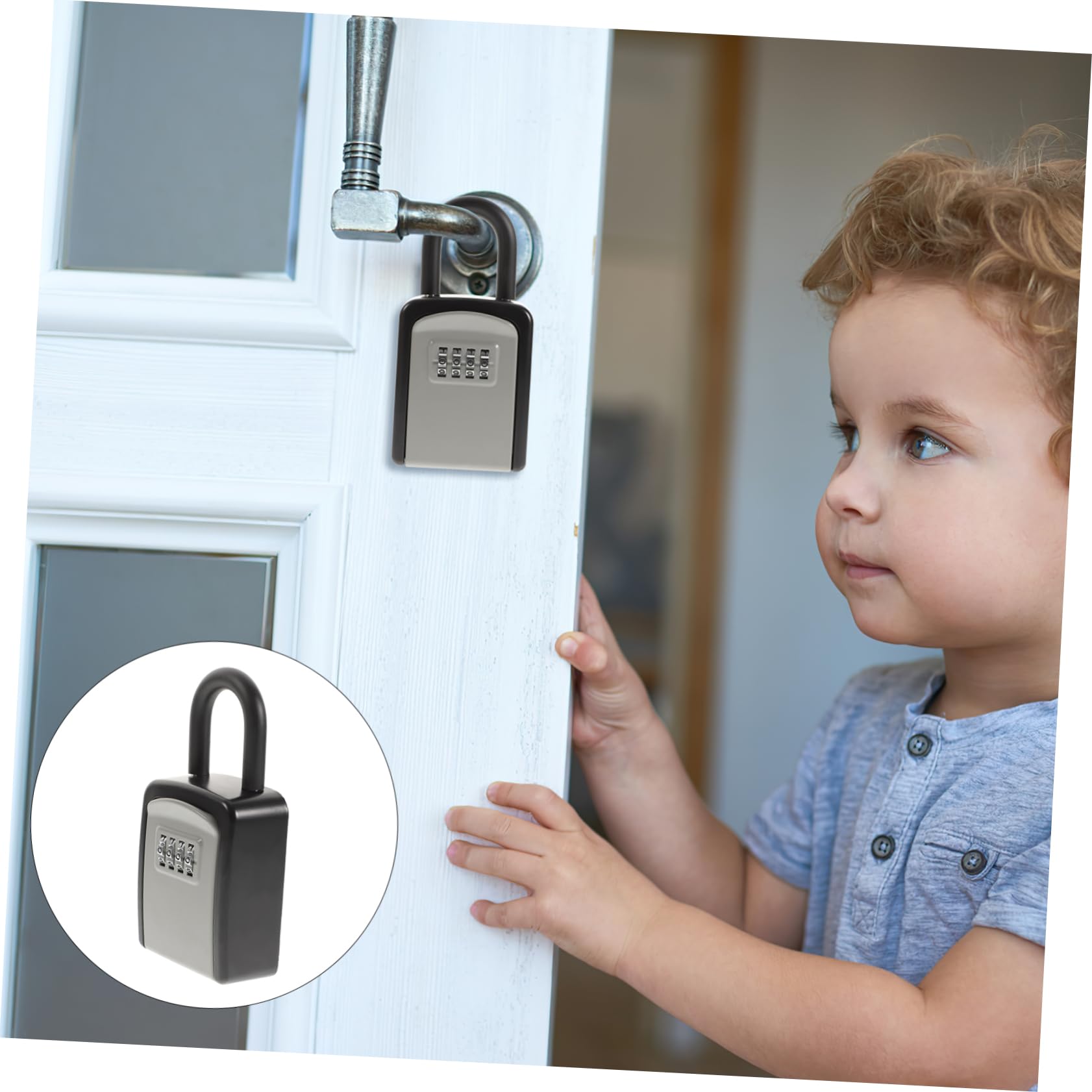 Cassetta di Sicurezza Chiavi Combinazione a 4 Cifre, Materiale Abs e Acciaio, Portachiavi da Parete Gancio Porta Chiavi per Ufficio e Uso Quotidiano