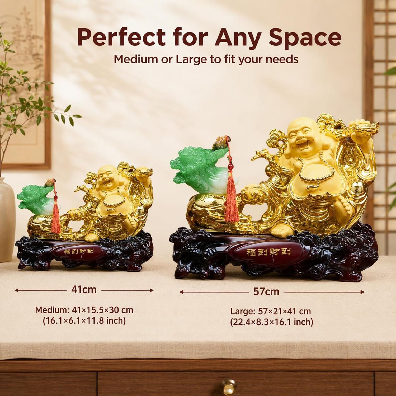 Feng Shui Laughing Buddha Statue Sand Gold Blessing Buddha Ornament