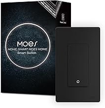 MOES 2nd Generation WiFi Smart Light Switch, Wall Switch 2.4GHz, Neutral Wire Required, Smart Life APP Remote Control, Compatible with Alexa, No Hub Required, Black 1 Gang