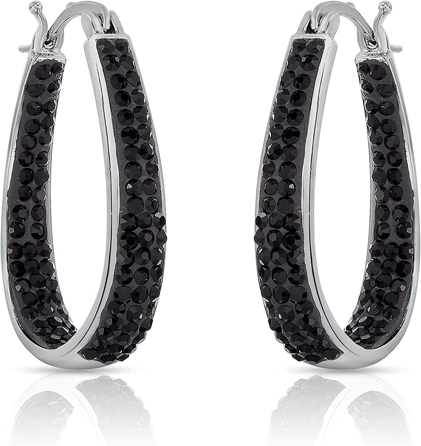 Savlano 14K White Gold Plated Inside Out Crystal Hoop Earrings For Women Comes With Savlano Gift Box - Image 2