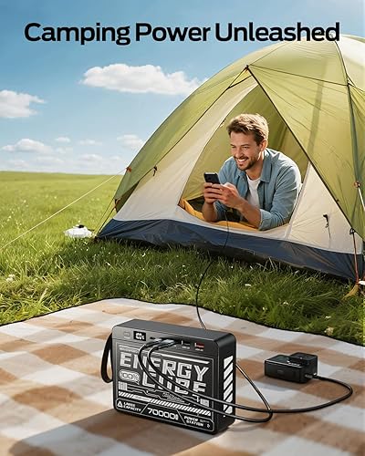 Miniatura 8 de MOVE SPEED Banco de energía de 70000 mAh, cargador portátil de carga rápida PD 3.0 de 35 W, 4 salidas, 2 entradas, paquete de batería USB C de alta