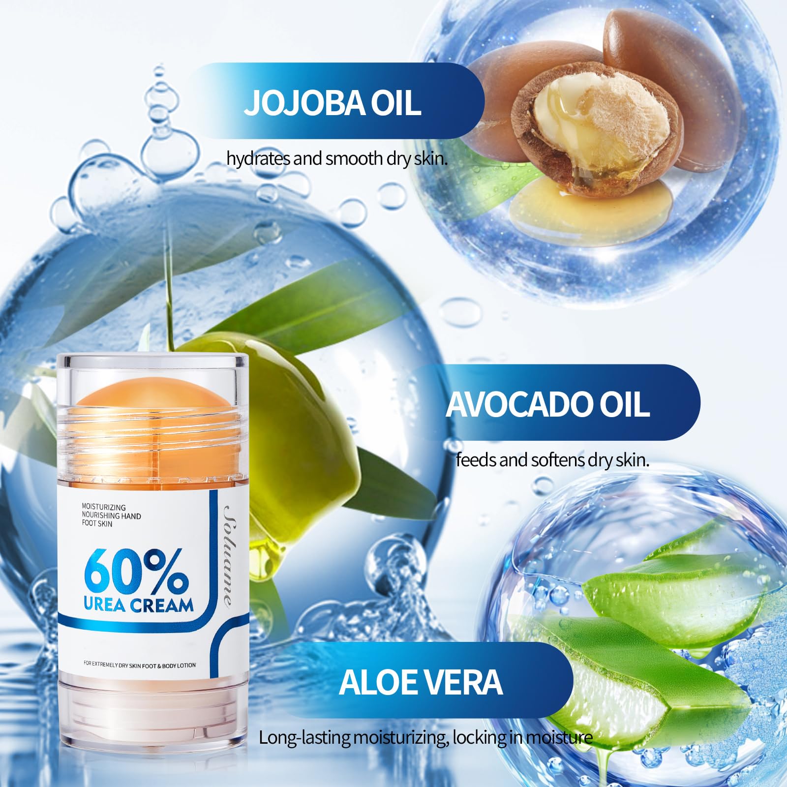 Urea Cream 60 Percent for Feet Urea Cream Stick for Cracked Heels and Dry Skin Urea Foot Moisturiser for Women and Men Suitable for Feet Knees and Elbows 40g*2 - Image 4