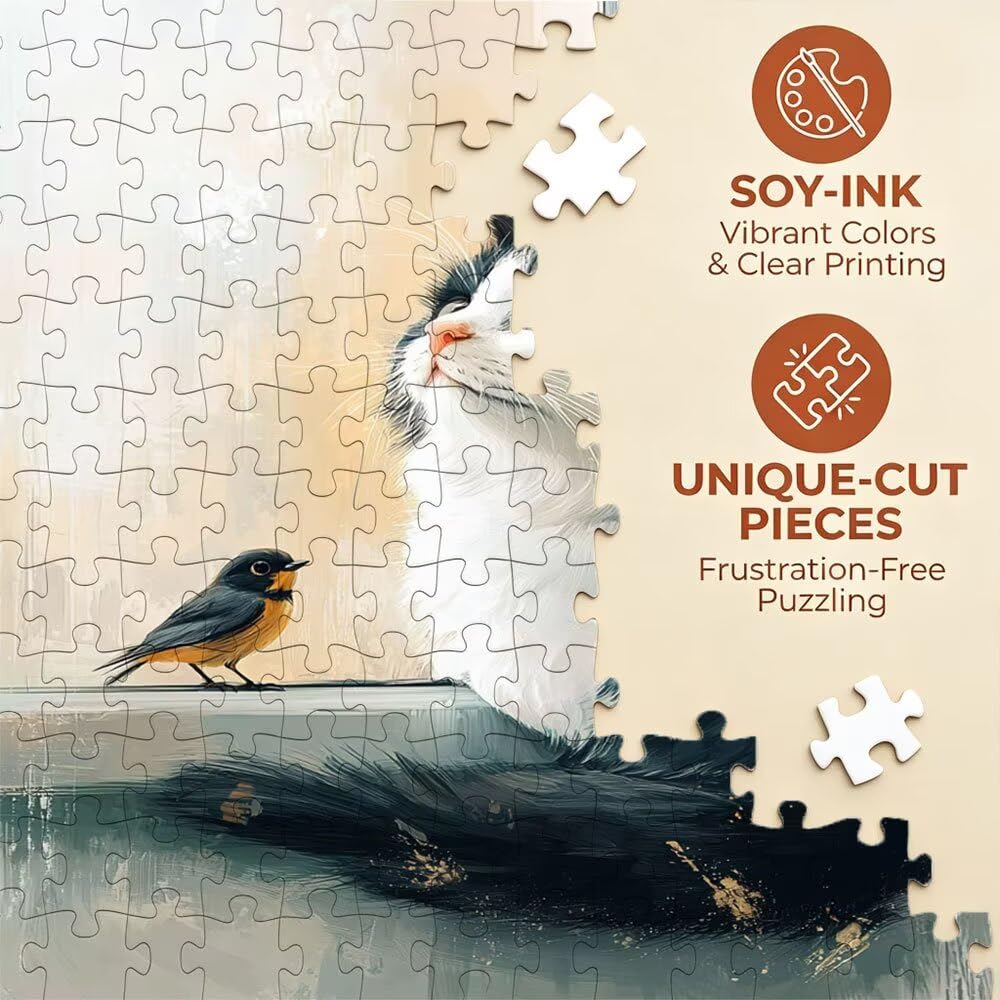 Puzzle 4000 sztuk, puzzle z ptakiem i kotem dla dorosłych 4000, drewniane puzzle, klasyczne gry edukacyjne, niemożliwe wyzwanie, gry i zajęcia rodzinne, prezent kreatywny DX0YL1-734