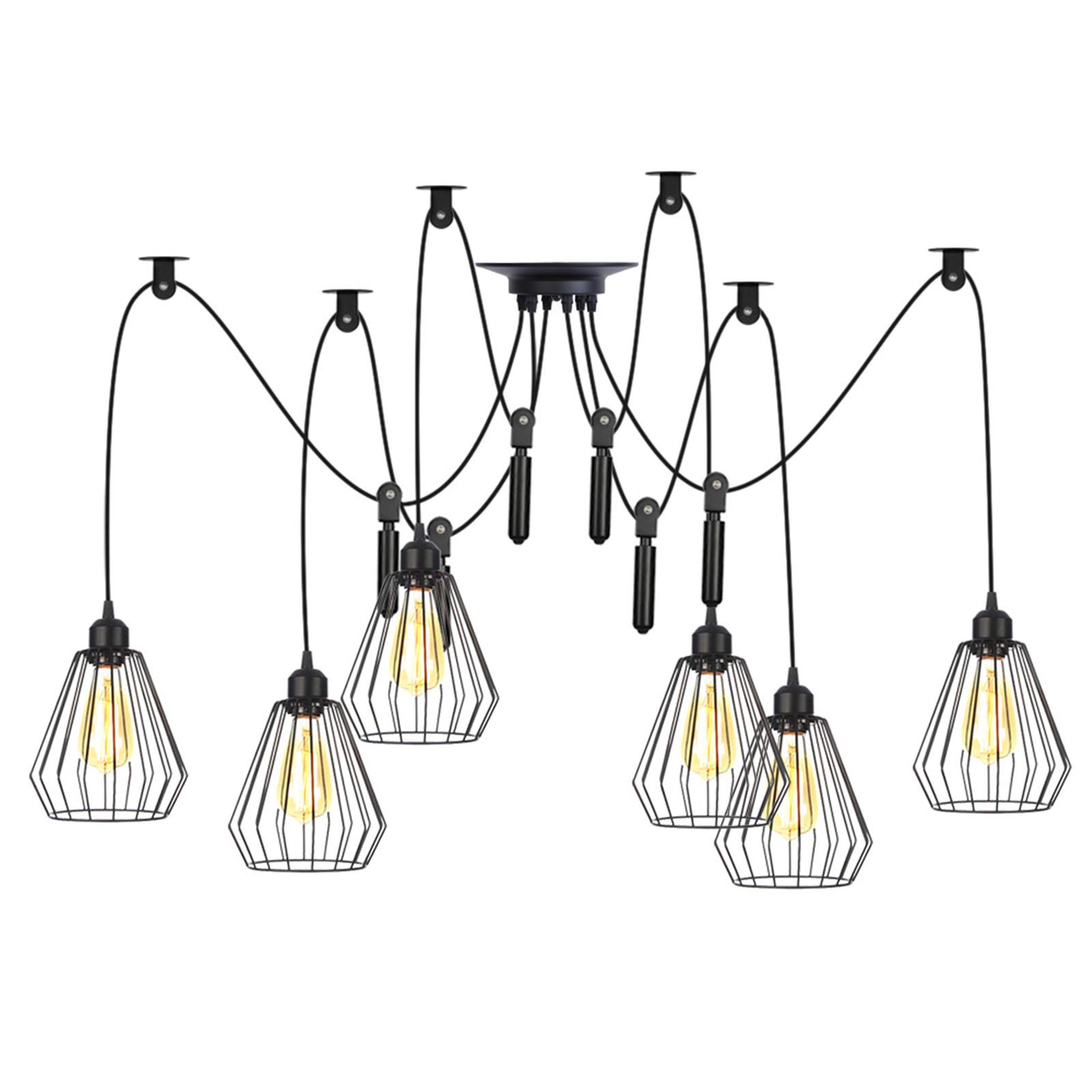 Plafonnier réglable à monter soi-même en cage rustique de 1 à 6 lampes