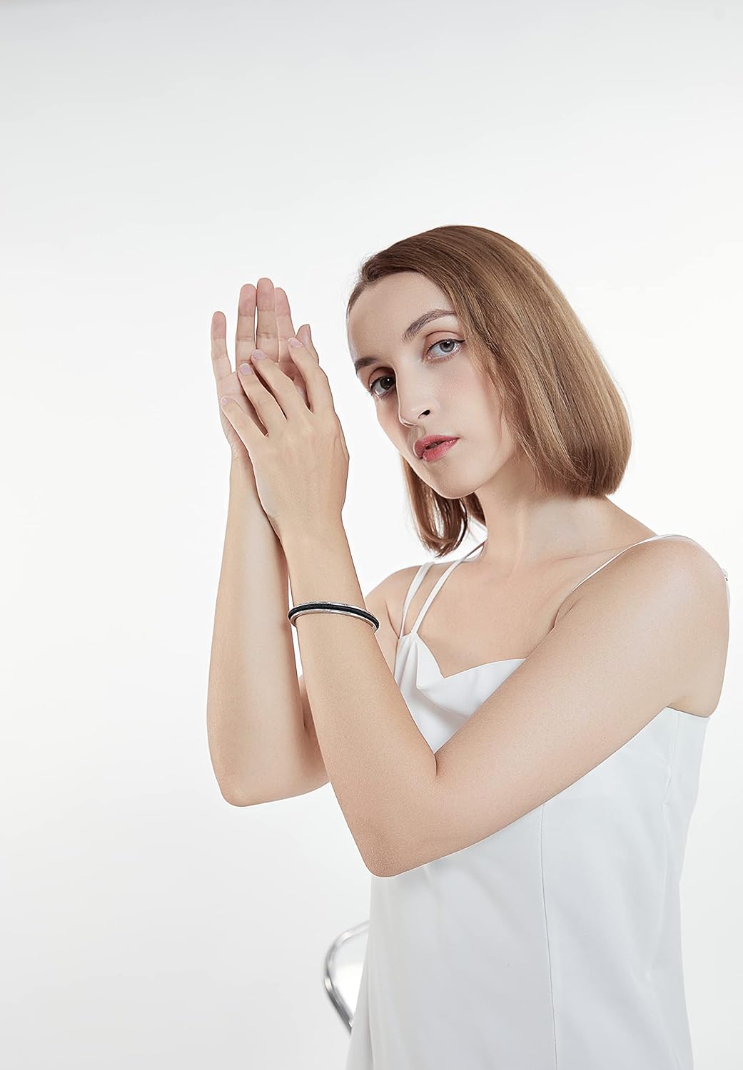 Zuo Bao Stainless Steel Bracelet Grooved Cuff Bangle for Women - Image 6