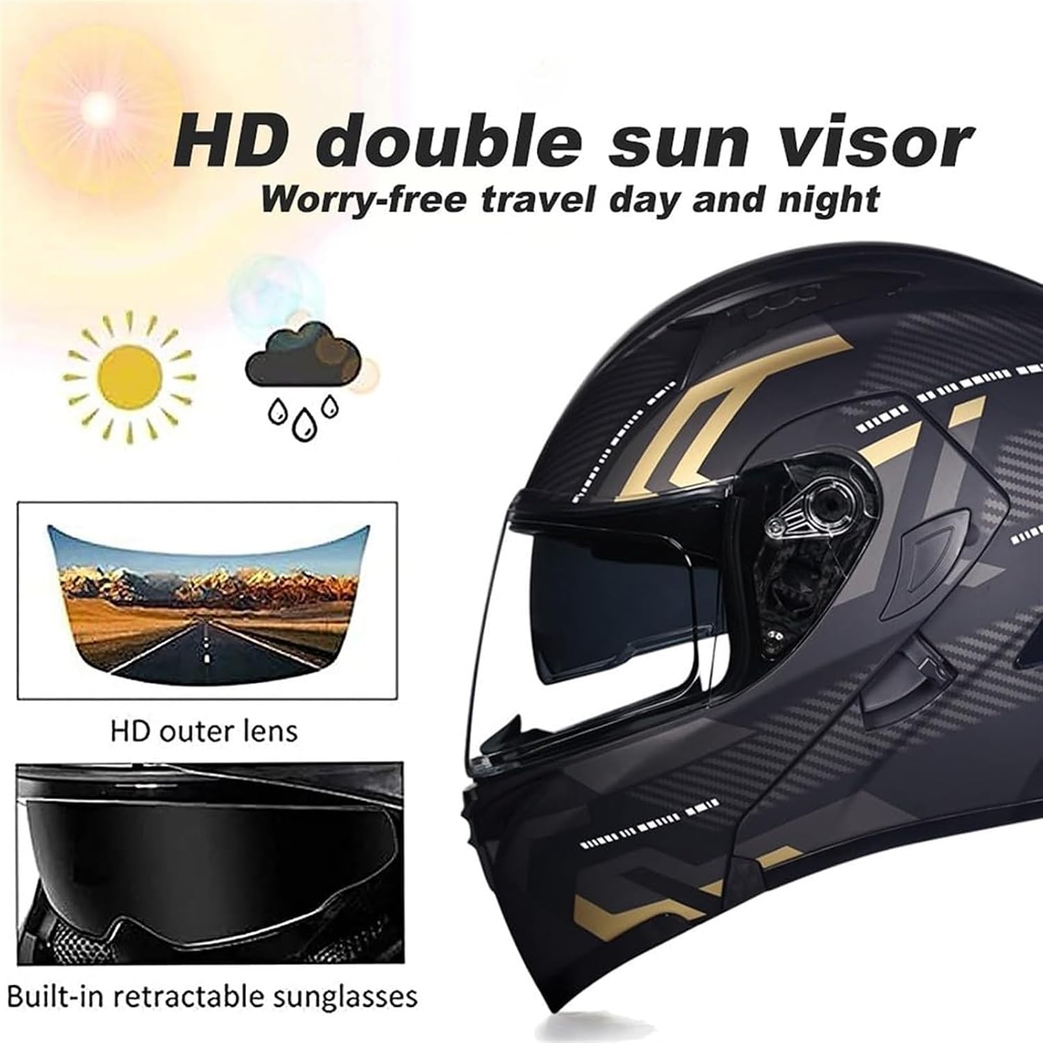 Bluetooth Modular Motorcycle Helmets, DOT FMVSS 218 Approved Flip Up Full Face Motorcycle Dual Visor Helmet, with Dual Speakers and Microphone, for Adults Men and Women M~XXL