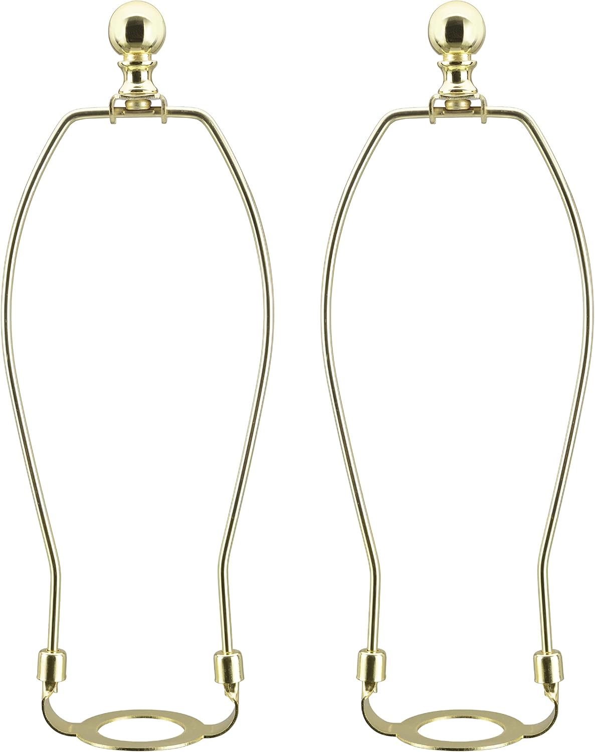 Aspen Creative 20037-12, 7" Lamp Shade Harp Holder With E26 UNO Fitter Adapter, Includes Solid Steel Bumped Cylinder Finial/7" Harp And E26 36mm UNO Fitter In Brass Plated Finish, 2 Pack