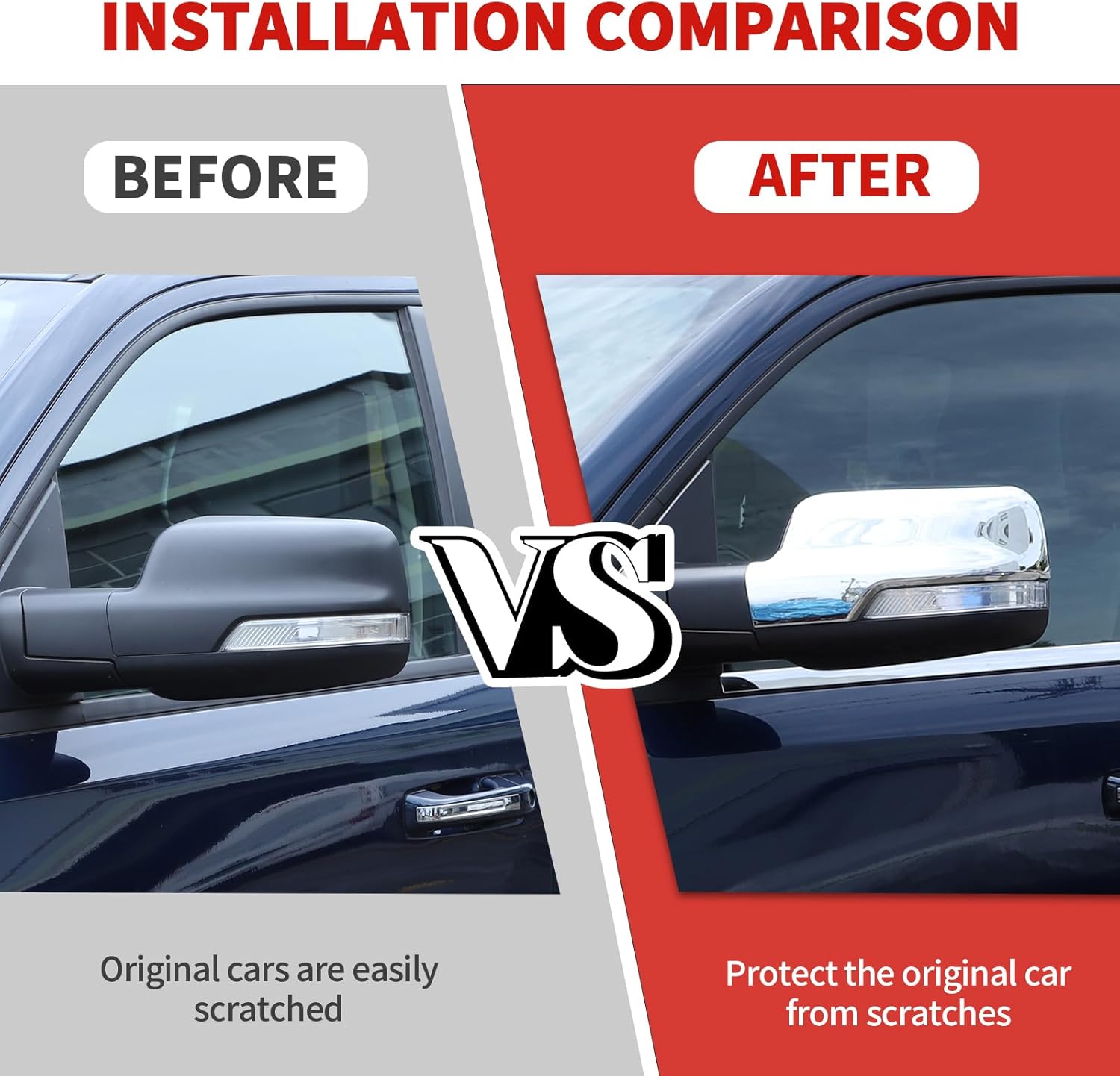 Jimen Compatible with Dodge Ram 2018-2022, Car Outside Door Mirror Caps Rearview Mirror Cover Trim (Chrome)