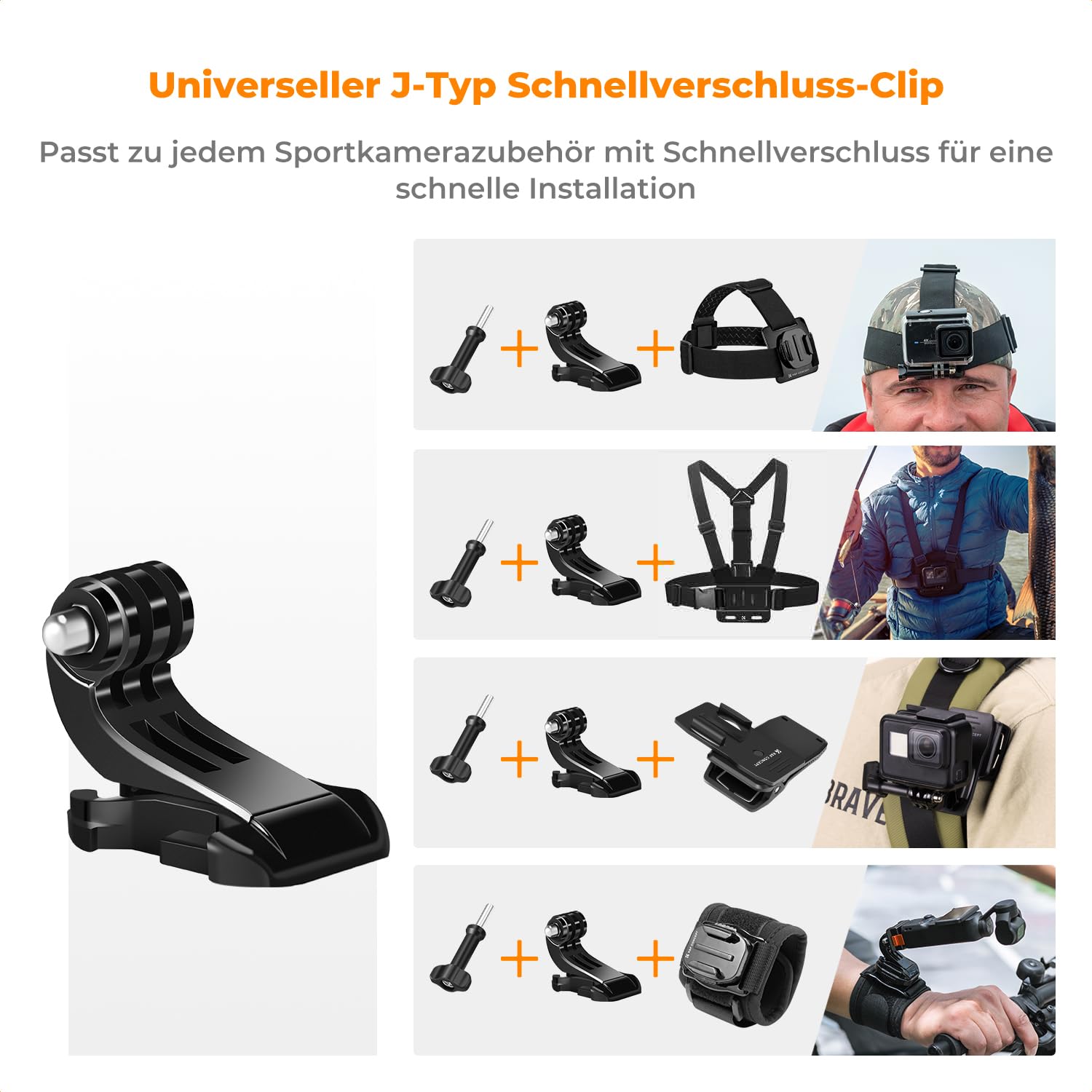K&F CONCEPT Action Kamera Zubehör Kit Brustgurt Rucksack DJI Osmo 360/Insta360 X5/X4/X3 Schultergurt Halterung 360° drehbare Kopfgurt und Handschlaufe für GoPro Hero 13/12/11/10/9/8/Osmo Action Series