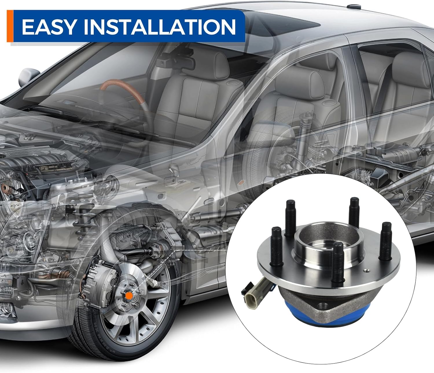 PAROD Front Pair 513179 Wheel Bearing & Hub Assembly Compatible with Buick, Cadillac, Chevy, Oldsmobile, Pontiac, Saturn Relay 5Lugs w/ABS