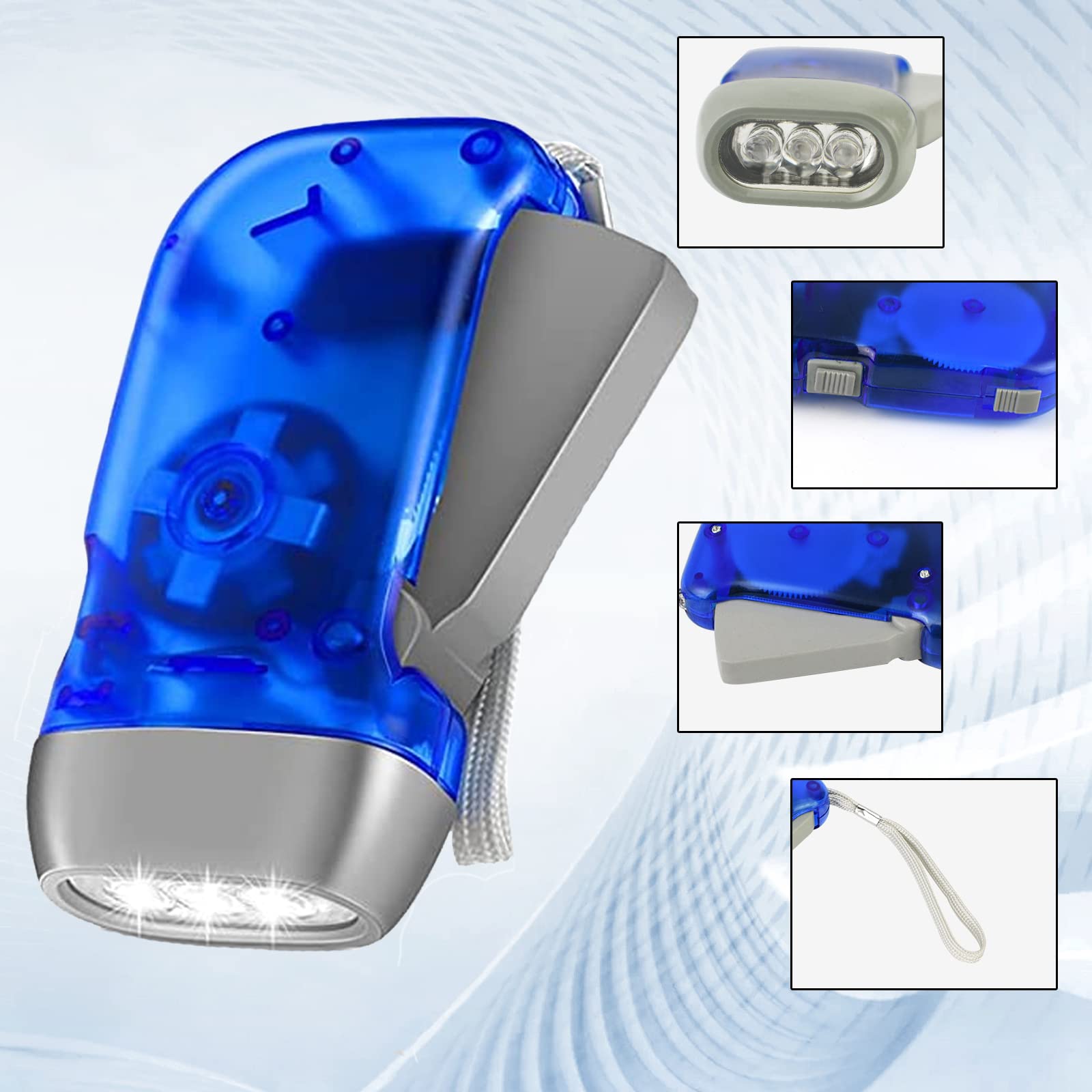 24 sztuki latarki z korbą ręczną, bez baterii, latarka awaryjna z 3 diodami LED, jasne światło, latarka wstrząsająca, na kemping, wędrówki, sporty na świeżym powietrzu, do samochodu i domu