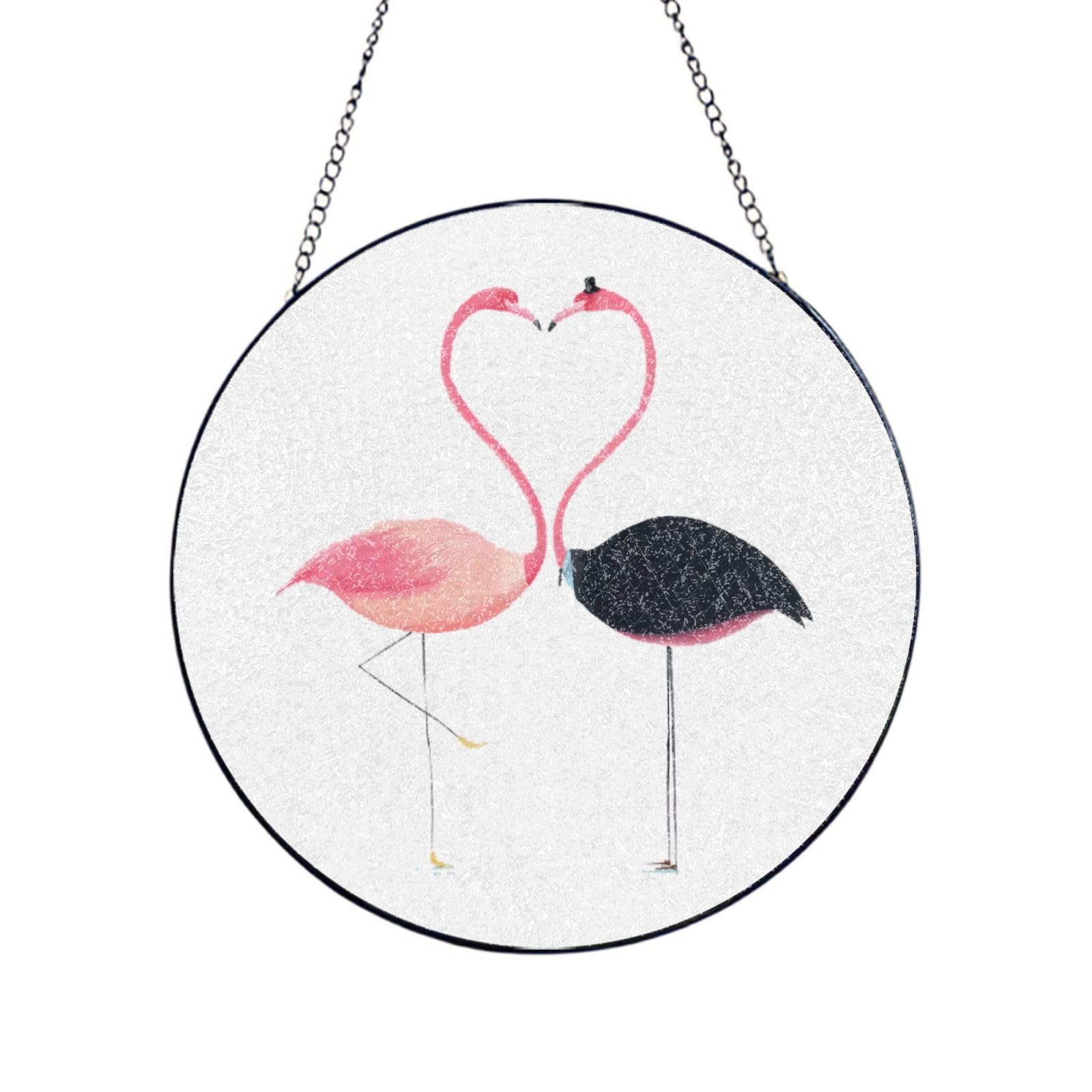 Phayah Watercolor Flamingos Print Glass Window Hanging Sun Catchers Suncatcher Decor For Birthday For Home Garden Porch 12in（30cm）